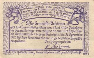 Ausztria / Schönau 1920. 50h városi pénz T:II
Austria / Schönau 1920. 50 heller local money C:XF
