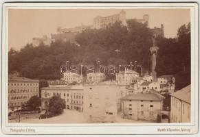 cca 1900 Salzburg, keményhátú fotó /  Vintage cityscape of Salzburg, 10,5x16cm