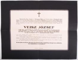 1934 Veisz József volt kir. tanácsos, a cluji Kereskedelmi és Iparkamara volt elnöke, a cluji Kereskedelmi Bank ny. vezérigazgatója etc. gyászjelentése