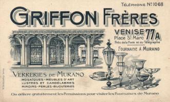 Venice the Murano glass shop of Griffon Freres, map of the shop on the back side (non pc)