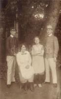 Pozsony, garrison hospital, soldiers with nurses, photo