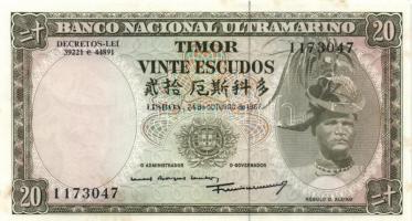 Timor 1967. 20E T:I- (hajtatlan, foltos) + Tanzania 2003. 500S nyomdai papírránccal T:I
Timor 1967. ...