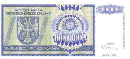 Horvátország/Krajna Szerb Köztársaság 1993. 10.000.000D + Bosznia-Hercegovina 1992. 25D + 1992. 10D ...