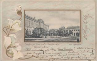 Hajdúböszörmény Kossuth tér, Református Gimnázium, Art Nouveau Emb. litho