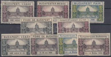 1936 Budapesti Vásár 9 klf levélzáró