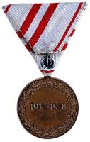 Ausztria 1932. "Háborús Emlékérem 1914-1918" Br kitüntetés mellszalagon kardokkal Szign.: ...
