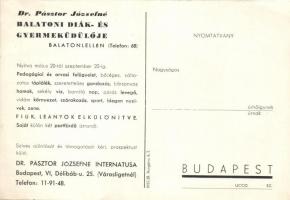 Balatonlelle Dr. Pásztor Józsefné diák- és gyermeküdülője, nagyméretű képeslap, 17 cm x 12 cm (EK)