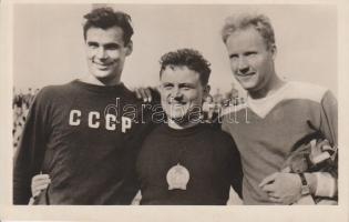 1951 Berlin XI. Akademische Sommerspiele; discus throwers - Klisz (Hungary) Partanen (Finland) Botenko (USSR)