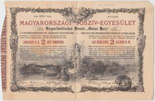 Budapest 1888. Magyarországi Jószív Egyesület sorsjegye, pecsételéssel 2Ft-ról magyar és német nyelven T:III