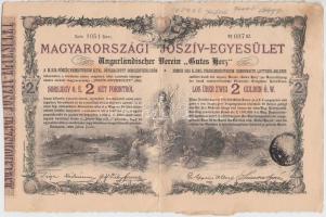 Budapest 1888. "Magyarországi Jószív Egyesület" sorsjegye, pecsételéssel 2Ft-ról magyar és német nyelven T:III