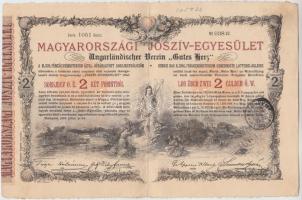 Budapest 1888. Magyarországi Jószív Egyesület sorsjegye, pecsételéssel 2Ft-ról magyar és német nyelven T:II-