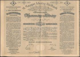 Budapest 1906. "A Magyar Jelzálog Hitelbank Konverzionális Nyeremény-Kötvény részkötvénye 100K-ról" magyar, német és francia nyelven T:III