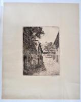 Paulovits Pál (1892-1975): Utca részlet. Rézkarc, papír, jelzett, 24×19 cm