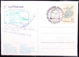 1973 Képeslap a Miskolci aerofilatelista kiállításról a főpilóta aláírásával
