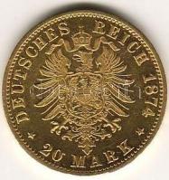 Német Császárság/ D.Reich/Kaiserreich/Bayern 1874D 20M arany/Gold 7,965g T/Erh:PP utánveret ältere N...