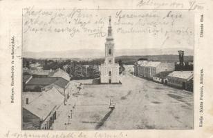 Belényes Erzsébet square and cathedral