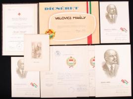 1960-1970 Munkásőr okmány tétele 13 db szocreál oklevél, igazolvány, fotó