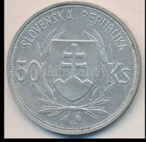 Szlovákia 1944. 50K Ag "Függetlenség 5. évfordulója" T:2- Slovakia 1944 50 Korun Ag "5th Anniversary of Independence" C:VF