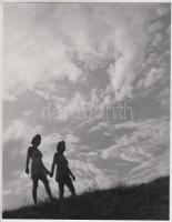 1942 Korschelt Miklós (1900-1982): Tavasznak alkonya. Vintage alkotás, pecséttel jelzett. 21x16 cm