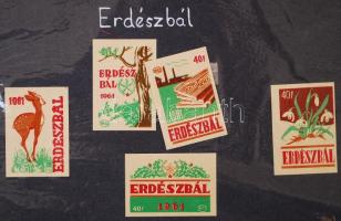 8 db kartonlapra ragasztott gyufacímkék, témák szerint: Vác, Berva, Népszámlálás, Erdészbál, stb, pá...