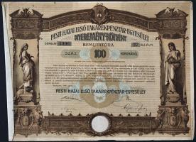 Budapest 1906. Pesti Hazai Első Takarékpénztár-Egyesület Nyeremény-Kötvény bemutatóra 100K-ról T:III
