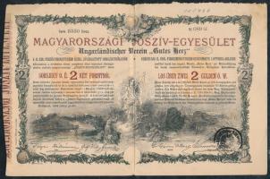 Budapest 1888. "Magyarországi Jószív Egyesület" sorsjegye, pecsételéssel 2Ft-ról magyar és német nyelven (2x) T:III