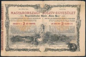 Budapest 1888. "Magyarországi Jószív Egyesület" sorsjegye, pecsételéssel 2Ft-ról magyar és...