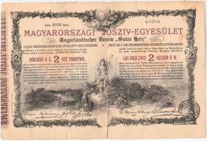 Budapest 1888. Magyarországi Jószív Egyesület sorsjegye, pecsételéssel 2Ft-ról magyar és német nyelven (2x) T:III