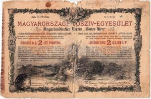 Budapest 1888. Magyarországi Jószív Egyesület sorsjegye, pecsételéssel 2Ft-ról magyar és német nyelven T:III-