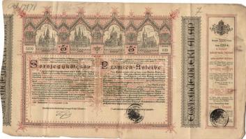 Budapest 1886. "Egyházi Műemlék Alap Sorsjegykölcsöne 5Ft-ról a budapest-lipótvárosi bazilika k...