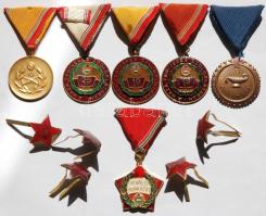 6db vegyes kitüntetés, közte szolgálati érmek, véradó kitüntetés + 5db munkásőr csillag T:2