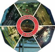 Egy doboznyi vegyes, modern képeslap: leporellók, képeslapfüzetek, különböző méretű és formájú képeslapok