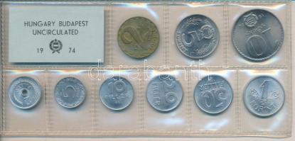 1974. 2f-10Ft 9db klf érmés forgalmi sor fóliatokban T:1