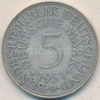 NSZK 1951D 5M Ag T:2- GFR 1951D 5 Mark Ag C:VF