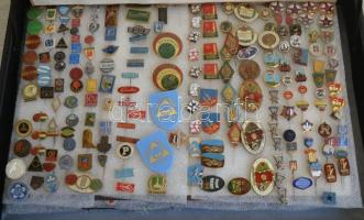 Aktatáskában vegyes jelvény gyűjtemény, főleg különféle törzsgárda jelvények, szépen rendezve T:vegy...