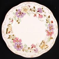 Zsolnay pillangó mintás süteményes készlet, kézzel festett, jelzett, hibátlan, összesen: 7db / Zsoln...