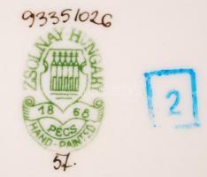 Zsolnay pillangó mintás süteményes készlet, kézzel festett, jelzett, hibátlan, összesen: 7db / Zsoln...