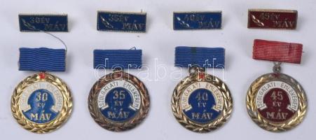 ~1970-80. "MÁV" szolgálati emlékérmek 30,35,40,45 év után, mindegyik eredeti plasztiktokban T:1