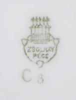 Zsolnay virág mintás süteményes hiányos készlet, matricás, jelzett, hibátlan, összesen: 6 db / Zsoln...