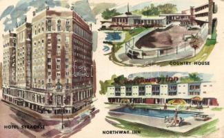 32 db modern képeslap, amerikai hotelek, '50-'70-es évek / 32 modern postcards, American h...