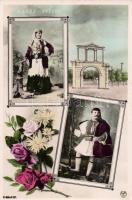 Greek Evzone soldier, folklore, floral Art Nouveau, Görög harcos, folklór, floral Art Nouveau