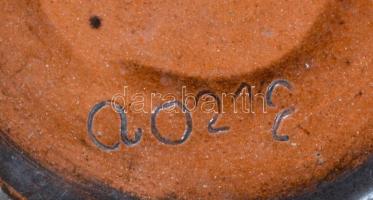 Régi vizeskancsó, kézzel festett, jelzett, apró lepattanások, m:21 cm