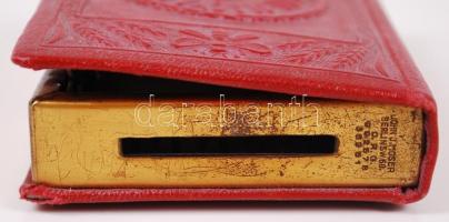 Angol-Magyar Bank Rt., Bőr-réz mini persely, hátoldalán irredenta ima, 11×7 cm