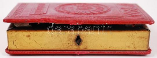 Angol-Magyar Bank Rt., Bőr-réz mini persely, hátoldalán irredenta ima, 11×7 cm