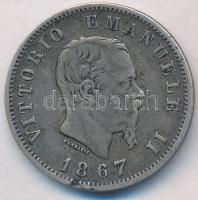 Olaszország 1867BN 1L Ag "II. Viktor Emánuel" T:2- Italy 1867BN 1 Lira Ag "Victor Emmanuele II" C:VF