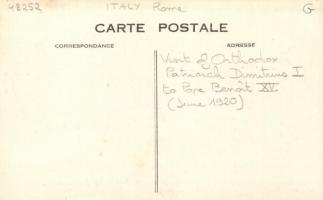 1920 Pope Benedict XV, Patriarch Dimitri I, Greek Orthodox priests meeting in Rome