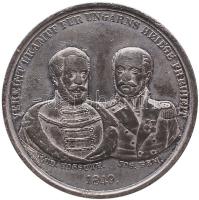 1849. "Kossuth Lajos és Bem József közös küzdelme" ezüstözött ón emlékérem. Szign.: Martin Sebald és Gottfried Drentwett (22.39g/40.4mm) T:2- Hungary 1849. "" Sn commemorative medallion. "VEREINT I. KAMPF DER UNGARNS HEILIGE FREIHEIT. - LUD. KOSSUTH - JOS. BEM. 1849. / DES RUHMES UNWELKBAREN LORBEER WINDET D.GESCHICHTE EUCH BEIDEN. - DRENTWETT F." Sign: Martin Sebald és Gottfried Drentwett (22.39g/40.4mm) C:VF