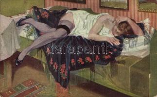 42 db régi, erotikus témájú képeslap, főleg festményreprodukciók / 42 erotic postcards, mainly paint...