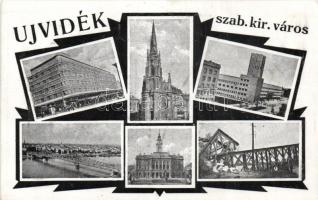 Újvidék, ragasztott magyar zászló a hátoldalon / Hungarian flag on the back side / 'vissza' So. Stpl (Rb)