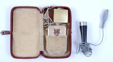 cca 1960 EAG MD 100H "O" mikrofon /  Vintage microphone + cca 1970 Danavox retró nagyothalló készülék eredeti dobozában /  Danavox vintage hearing aid in original box